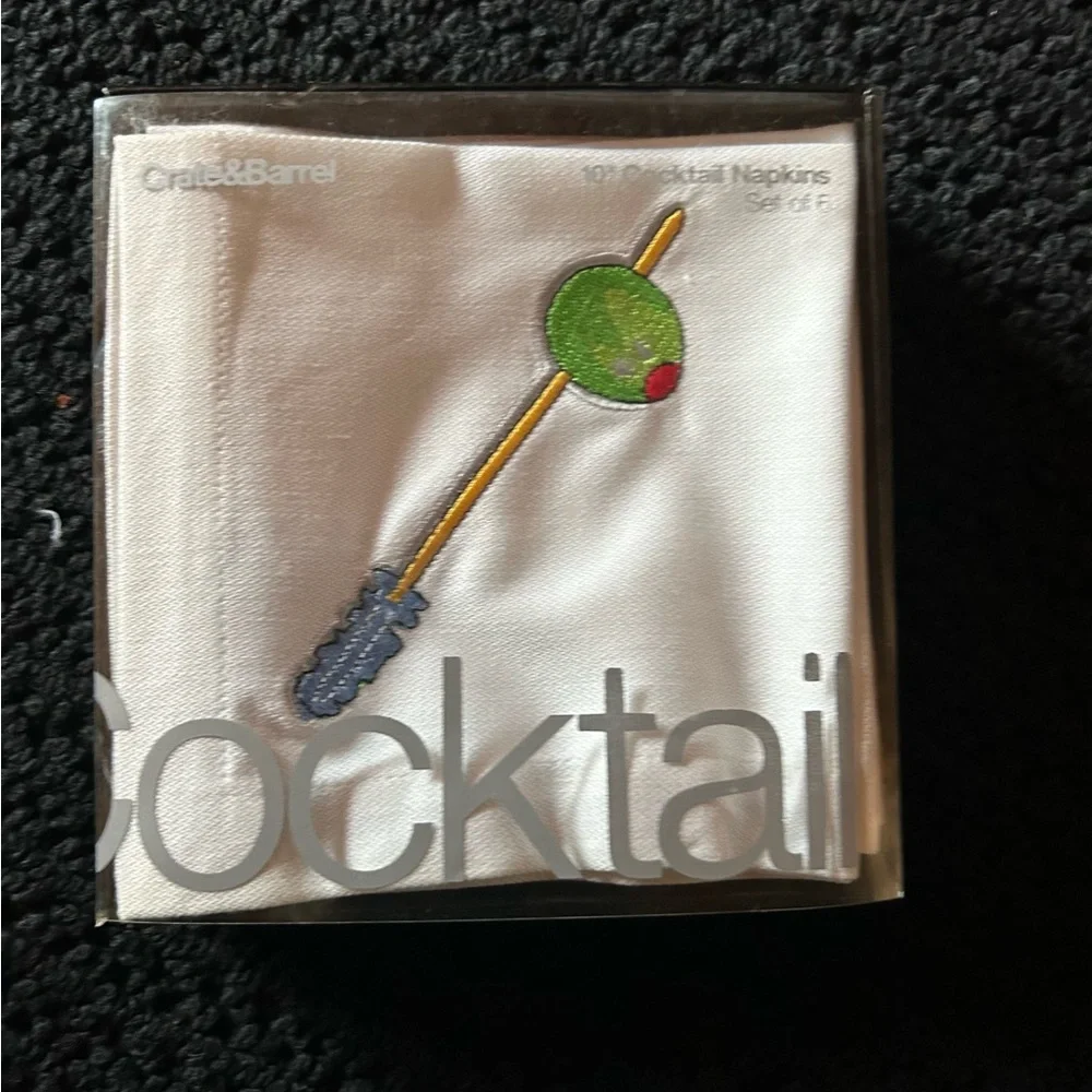 Set of 6 Embroidered Crate and Barrel Cocktail Napkins